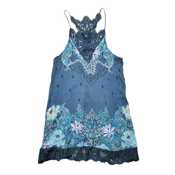 Free People Intimately Mini Dress Blue Boho Flowy - Size Medium - Picture 1 of 5